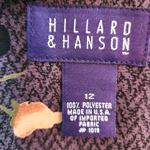 Hillary & Hansen Gray Floral Print Dress. Tie Back. Looks embroidered. Size 12 - Picture 3 of 4